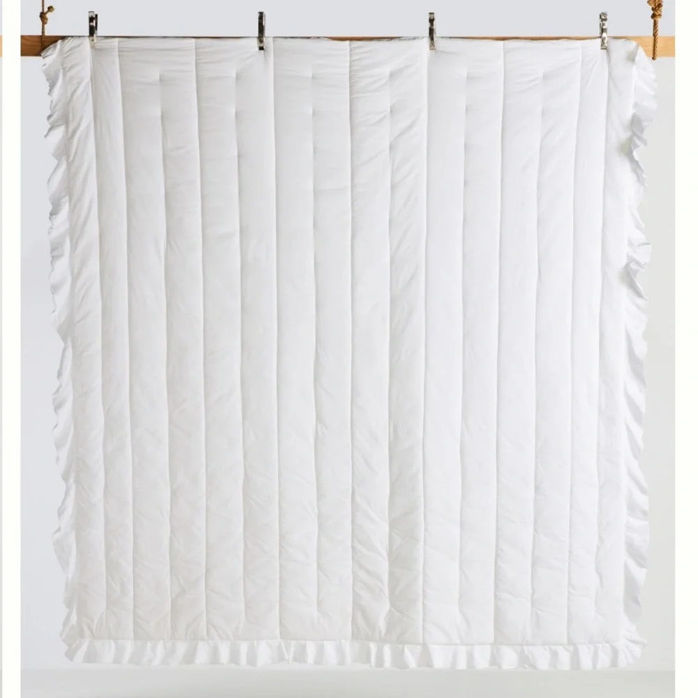 Set‎ Zaida Ruffled Voile Fresh White Quilt + Shams